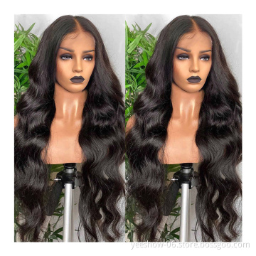 China Vendor Wholesale Virgin Brazilian  Full Lace Frontal Wigs Natural Transparent HD Lace Front Human Hair Wig for Black Women